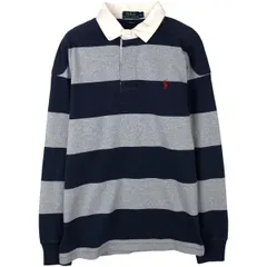 古着 ラルフローレン Ralph Lauren POLO RALPH LAUREN CUSTOM FIT ボーダー柄 長袖 ラガーシャツ メンズM相当/eaa458145