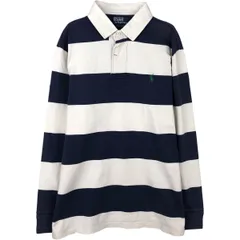 古着 ラルフローレン Ralph Lauren POLO by Ralph Lauren CUSTOM FIT ボーダー柄 長袖 ラガーシャツ メンズXL相当/eaa458146