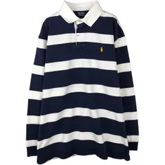 古着 ラルフローレン Ralph Lauren POLO by Ralph Lauren ボーダー柄 長袖 ラガーシャツ メンズXL相当/eaa458149