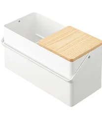 5453 ハンドル付き 持運びできる タワー 約W31XD15（取っ手含む）XH15.5cm ホワイト メイクボックス 山崎実業(Yamazaki)