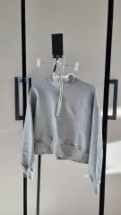 グレー クロップド ハーフジップ スウェット 77可能