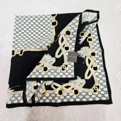Celine セリーヌ ブラック フラワー 大判ハンカチ