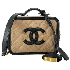 CHANEL(シャネル) バニティバッグ CCフィリグリー/マトラッセ ベージュ×黒 2WAY/チェーンショルダー/ヴィンテージゴールド金具 レザー