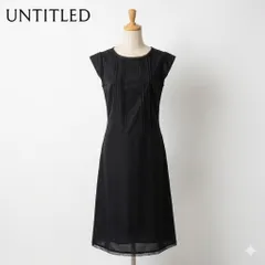 UNTITLED アンタイトル ノースリーブワンピース ブラック 9 ピンタック 日本製 ひざ丈 黒 ワンピ オフィス フォーマル