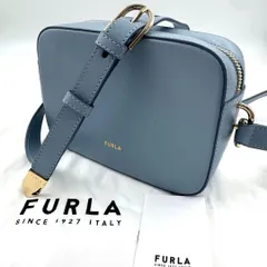 ✨極美品✨FURLA　フルラ　ショルダーバッグ　カメラバッグ　クロスボディ　レザー　牛革　ゴールド金具　ライトブルー　保存袋　お手入れカード　付き