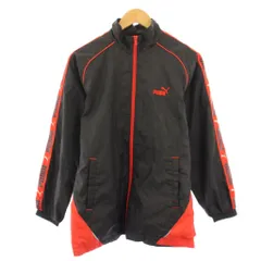 プーマ PUMA スタンドカラージャケット アウター ジップアップ ロゴ バイカラー 160cm 赤 レッド 黒 ブラック /BB ■GY60