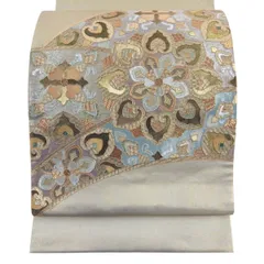 袋帯 秀品 華文 金糸 箔 金色 お太鼓柄 正絹 【中古】