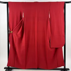 振袖 身丈155cm 裄丈65cm M 袷 地紋 縮緬 赤 正絹 秀品 【中古】