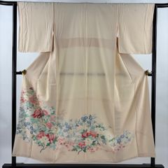 付け下げ 夏用 絽 花模様 紋無し 華やか 着物 015k - メルカリ