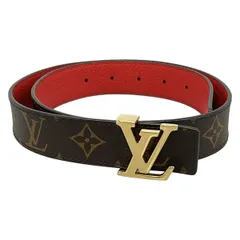 LOUIS VUITTON(ルイヴィトン) ベルト モノグラム美品  サンチュールLVイニシャル30MMリバーシブル M0322U モノグラム/レッド レザー、牛革