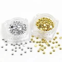 【200個】ネイル メタルパーツ 半円 1.5mm ゴールド シルバー