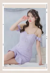 人気　キャバドレス　ミニドレス  オフショル　パール　フリル　LoveRich