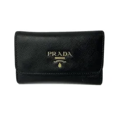 PRADA(プラダ) キーケース - 黒×ゴールド 6連フック レザー
