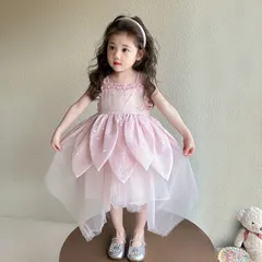 送料無料 女児 花びら レースドレス プリンセス スカート ドレス 誕生日 七五三 記念撮影
