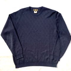 FENDI フェンディ ニット ズッカ柄 総柄 ネイビー ヴィンテージ