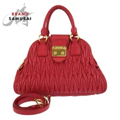 美品 MIUMIU ミュウミュウ マテラッセ レッド ゴールド金具 レザー ハンドバッグ ショルダーバッグ 2way レディース 502195【中古】
