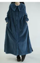 送料無料 コーデュロイ ワンピース 秋冬 きれいめ ロング シャツ ワンピース 長袖 ロングワンピース Aライン 大きいサイズ 前開き コーデュロイワンピース 折襟 ポケット 無地 ふんわり ゆったり 抜け感 体型カバー きれいめ