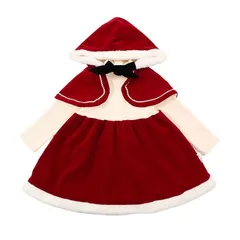送料無料 サンタ コスプレ 子供服 子供 サンタクロース クリスマス コスチューム 女の子 赤ずきん キッズ ワンピース マント 2点セット フード付き サンタ服 サンタコス サンタ コスプレ衣装 ポンチョ 長袖 裏起毛