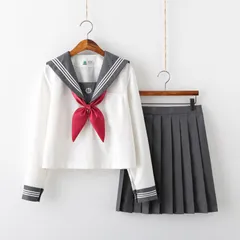 送料無料 セーラー服 長袖 JK コスチューム 制服 女子高校生 高校生 レディース コスプレ 3点セット トップス スカート 本格 三本 可愛い 女子制服 正統派 学歳 卒業式 歓送迎会 JK制服