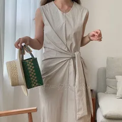 送料無料 ワンピース ノースリーブ ロング丈 マキシ丈 春 夏 レディース ロングワンピース ノースリーブ ワンピース ウエストマーク ポケットあり 体型カバー 着痩せ シンプル カジュアル 上品 【ウエストマークノースリーブワンピース】