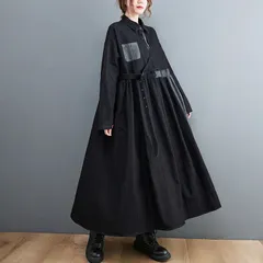 送料無料 ワンピース レディース 春 秋 デニム ワンピース バイカラー 切り替え ワンピース 長袖 大きいサイズ ゆったり ロング丈 切り替えワンピース ゆったり ビックシルエット 個性的 体型カバー 春秋 オシャレ