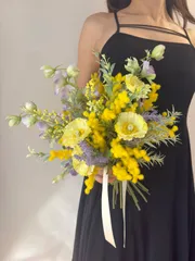 【ブートニア付】ウェディングブーケ　アーティシャルフラワー造花