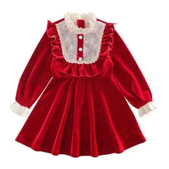 送料無料 子供服 キッズ 女の子 長袖 ワンピース クリスマス 子供 サンタドレス サンタ 衣装 サンタクロース 赤 レッド フォーマル パーティー プレゼント