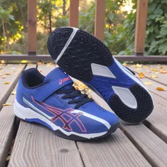 ASICS KIDS アシックス レーザービーム 早く走りたいお子様の願いを叶えるスニーカー　未使用級の外観【軽量/幅広3E】22CM スピードモデル キッズスニーカー 運動会  ブルー/ネオンレッド、アシックススポーツ工学研究所の蓄積データの集結‼️