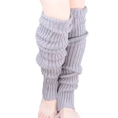 [Ralowdia] レッグウォーマー ロング もこもこ リブ編み 60cm 長い 裏起毛 10カラー (グレー)