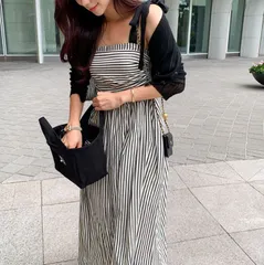 送料無料 ロングワンピース 春 夏 ワンピース ショルダー リボン ウエスト切り替え ストライプ キャミワンピース リボン レディース ドレス 半袖ワンピース ストライプ きれいめ ワンピ カジュアル オシャレ 可愛い 韓国ファッション
