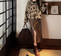 バイカラー ファー ジャケット-M