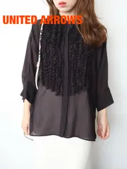 UNITED ARROWS　ユナイテッドアローズ　シアーフリルシャツ　定価22000円　F（フリー）　ブラック　透け感あり　前後丈違い　上品　綺麗め　美品　おしゃれ　送料込み　6465055