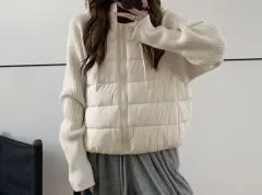 ニット キルティング ジップアップ ジャケット-L