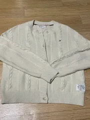 トミーヒルフィガー アイボリー ケーブル ニット カーディガン