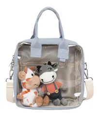 いたばっく 痛バ ショルダー 3WAY 【推し活バッグ】 斜めがけ 小さめ [Ametilo] 透明窓 クリア ぬいぐるみ ぬい活 ぬいポーチ 軽量 ビニール くすみカラー レディース 推し活グッズ