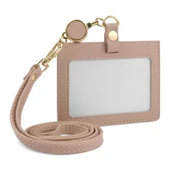 パスケース 名札 名刺 定期入れ ネームホルダー 伸縮リール式 両面用 首掛け カード3枚収納(コーラルピンク) カードケース ネックストラップ メンズ レディース 社員証ケース IDカードケース 横型 IDカードホルダー Dockii