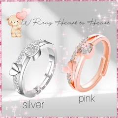 W ring ハートto ハートs925 color:シルバー/ピンクゴールドFREEサイズ