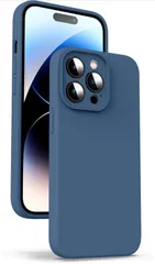 【AKK15】 iPhone 14 Pro、[真の液体シリコーン] [カメラレンズ保護] [指紋防止] [ソフトタッチ] [耐衝撃] 4層保護 アイフォン 14 プロ スマホカバー、内蔵マイクロファイバー、6.1インチ(ブルー)