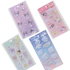 Sanrio サンリオ　サンリオキャラクターズ　シェイカーステッカーズ　シャカシャカシール　4枚セット　シール　ふんわりおそら　パフェスイーツ　ときめきワールド　きらめきドリンク