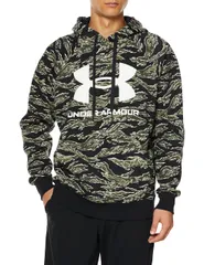 [アンダーアーマー] UA RIVAL FLEECE BIG LOGO PRINTED HOODIE [Black / Baroque Green /] [L]