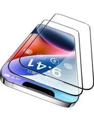 【AKM14】 【装着感ゼロ・本体再現】 CASEKOO iPhone 14 Plus / 13promax 用 ガラスフィルム 2枚セット ガイド粋付き 高透過率 耐衝撃 傷防止 全面保護 自動吸着 気泡ゼロ （6.7インチ）