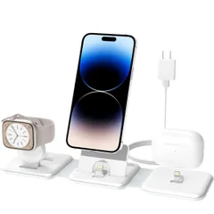 【TK023】COCIVIVRE 3in1 充電スタンド アップルウォッチ 充電器 折りたたみ 同時充電 置くだけ充電器 アダプター付属(ホワイト)