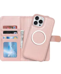【AKK12】 iPhone 15 Pro Max ケース手帳型 Magsafe対応ワイヤレス充電 iPhone15 Pro Max 2in1分離式 背面カバー 携帯カバー PUレザー+TPU 財布型カバー マグネット 取り外し自由 両用2way ピンク