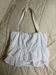 白 フリル ショルダーバッグ トートバッグ レース スナ系