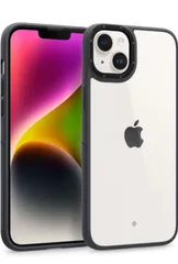 【AKJ6】 Caseology iPhone 14 用 ケース 透明 TPU PC ハイブリッド 耐久性 耐衝撃 スリム カメラリング モダン クリア カバー スカイフォール - マットブラック