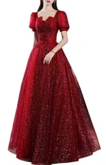 新品 [JINZUOMA] レディース イブニングドレス 宴会ドレス ロングドレス ワンピース ドレス パーティードレス カクテルドレス エレガント フォーマル 半袖 結婚式 披露宴 演奏会 ホスト パーティー (レッド3XL3XL)