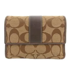コーチ COACH シグネチャー 三つ折り財布 コンパクトウォレット ロゴ キャンバス レザー ベージュ /GV ■GY18