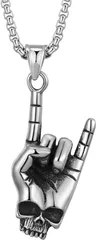 【人気商品】パーティー セーターチェーン ファッションアクセサリー おしゃれ 手モチーフペンダントネックレス ドクロ 愛してる パンクスマイル かっこいい シルバー ステンレス メンズ ネックレス 髑髏 [SUNYOBAO]
