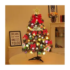 【BEAUTY PLAYER】ミニクリスマスツリー 卓上 人工松 クリスマス装飾 60cm LEDイルミネーションライト オーナメント付き おしゃれ 高級クリスマスツリー (60-F) 0