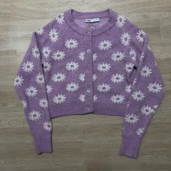 ザラ クロップド フラワー ニット カーディガン